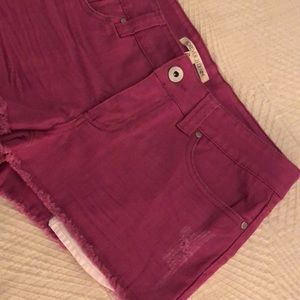 Forever 21 Distressed Fuchsia Jean Shorts in Size 29.